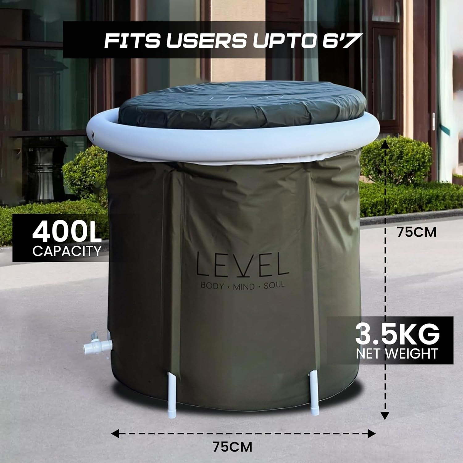 - Tragbares Eisbad Mit Inkludierter Abdeckung, Grünes Camouflage - Eisbad Für Sportler, Muskelregeneration Nach Dem Training - Aufblasbare Tragbare Eisbadewanne 75X75 Cm